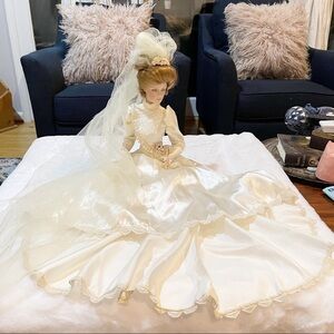 Franklin Mint Heirloom Gibson Girl Bride Porcelain Doll Vintage